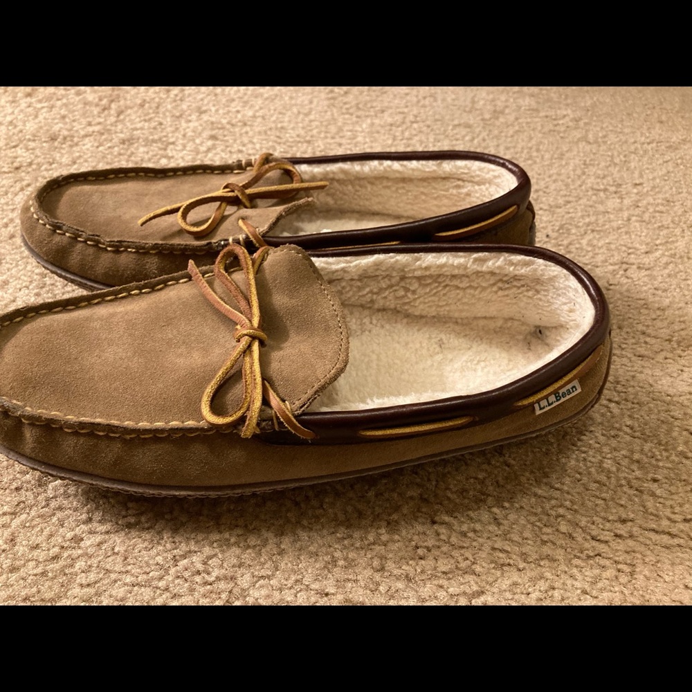LL Bean men houseshoe moccasin slipper brown 10 M